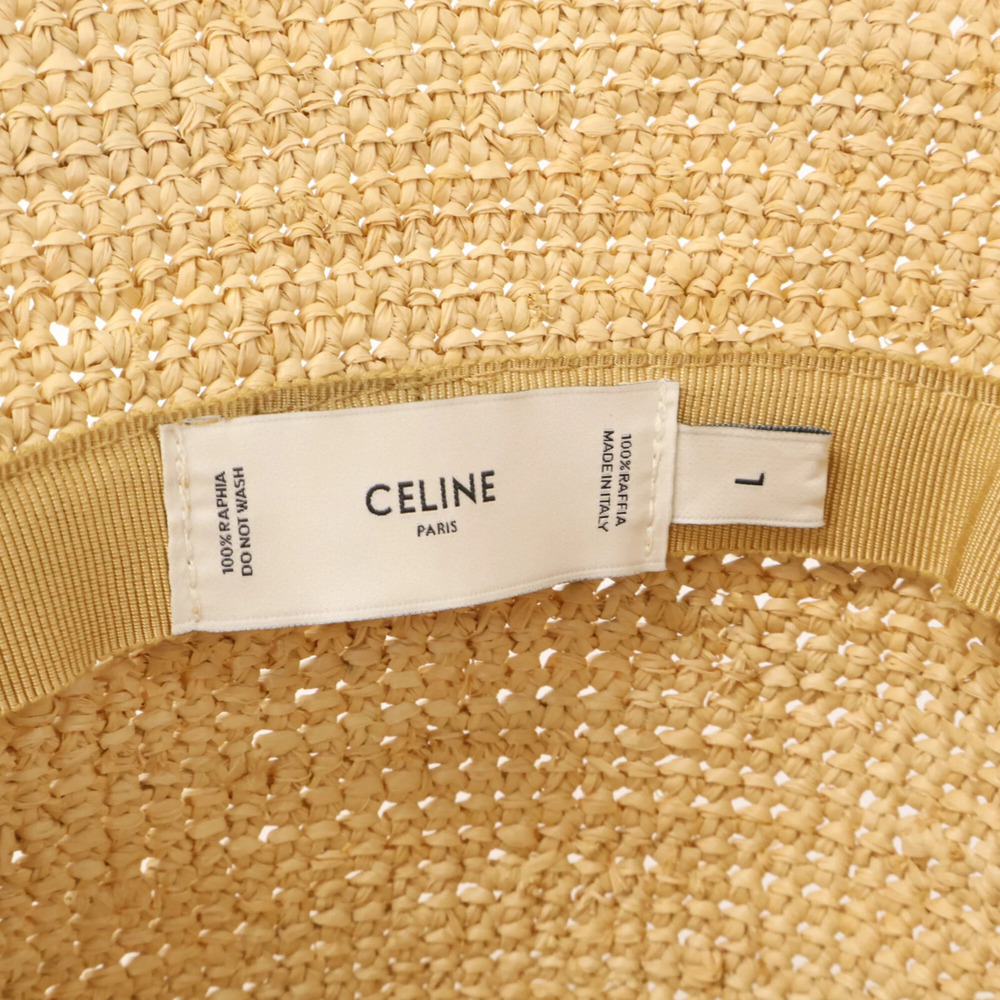 CELINE Triomphe embroidered raffia bucket hat, natural color, for women. - Picture 7 of 10